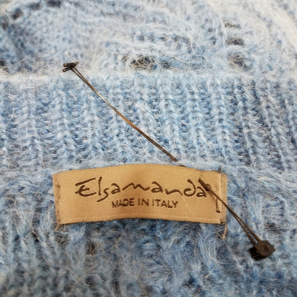 Elsamanda Pointelle Made in Italy Blue Sweater L - Picture 5 of 15